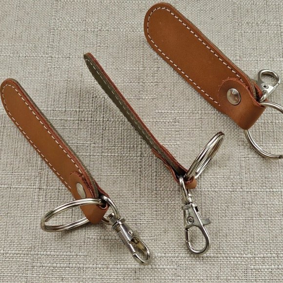 Lot of 3 Keychains Dual Tone Olive/Brown Genuine Leather Handmade keys Holder - Picture 11 of 11